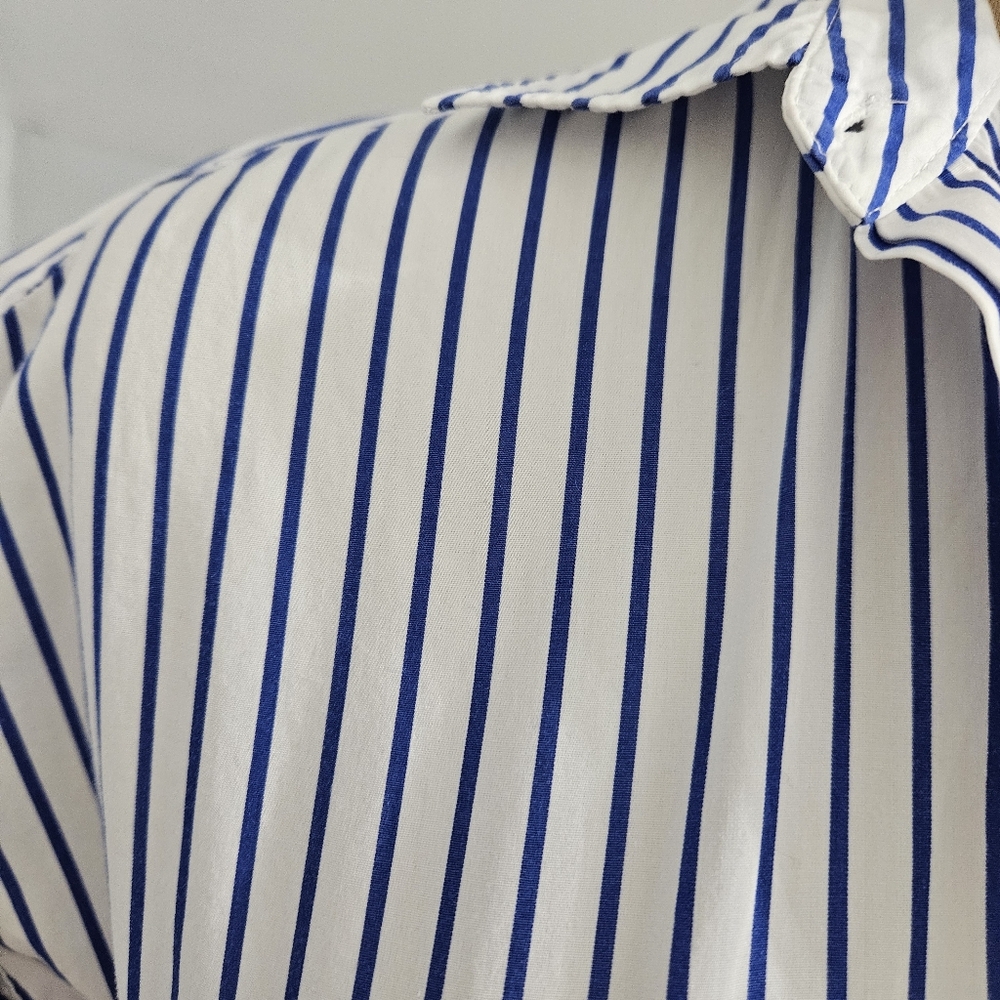 Lauren Ralph Lauren Blue White Stripe Wrap Blouse Short Sleeve XS Summer Resort - Picture 8 of 16